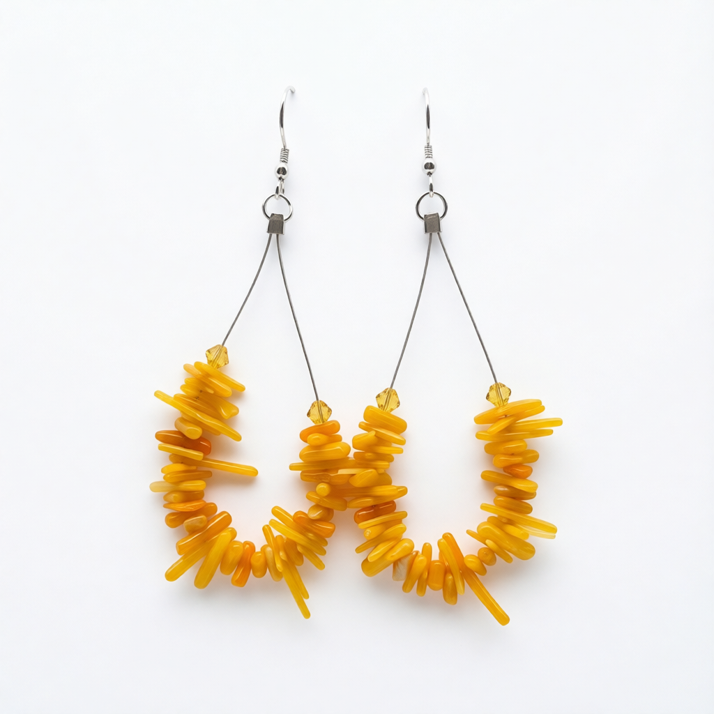 ST1992ER Dyed Yellow Bamboo Coral Earrings