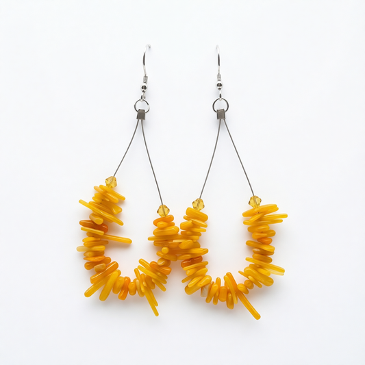 ST1992ER Dyed Yellow Bamboo Coral Earrings
