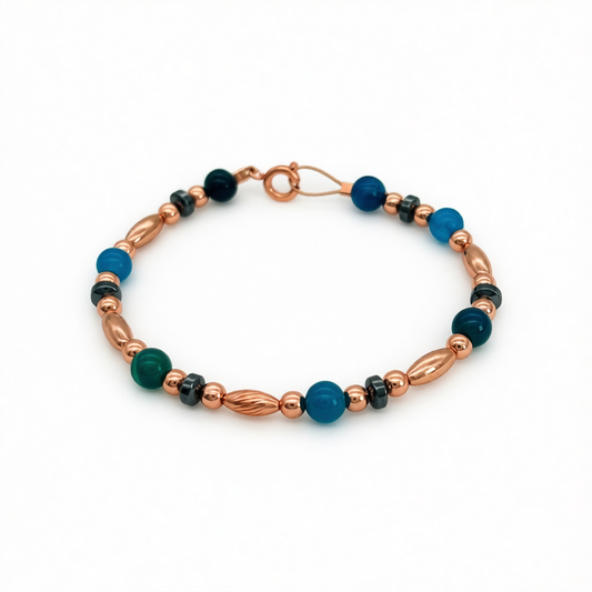 CO21 Copper And Blue Agate Bracelet 7.5"