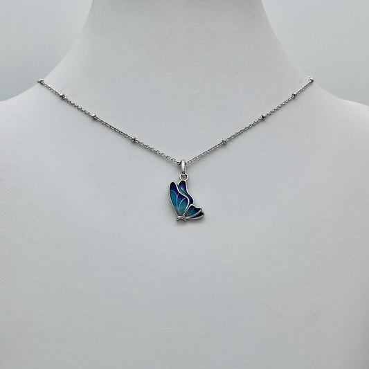 S1735 Blue Butterfly Necklace 18"