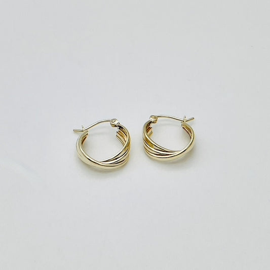 G228 14K Gold Hoop Earrings 15mm. X 5mm.