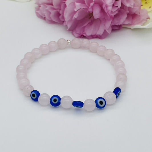 ST1754BL Rose Quartz  Eyes Bracelet 7"
