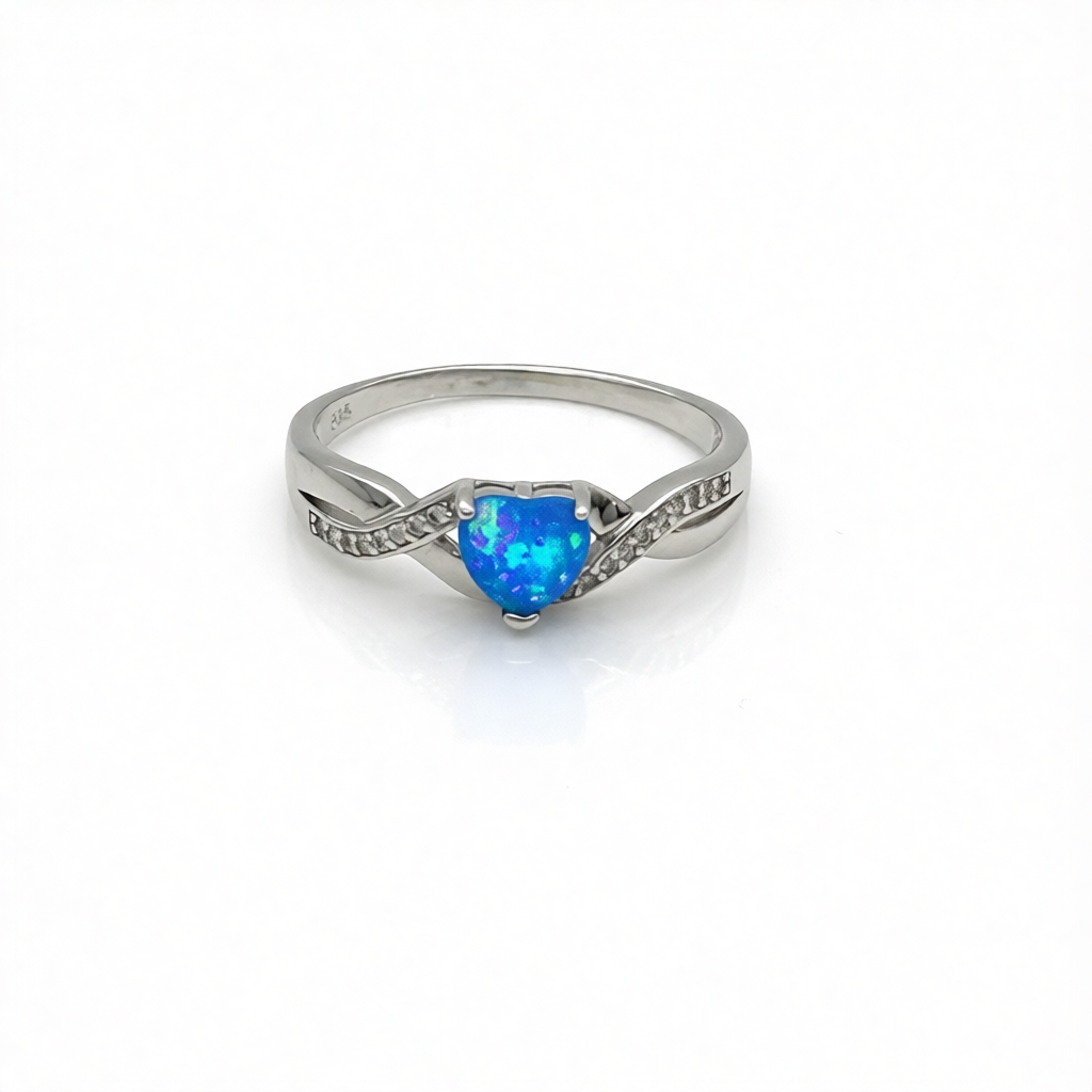 Z1930 Blue Lab Opal Heart Ring