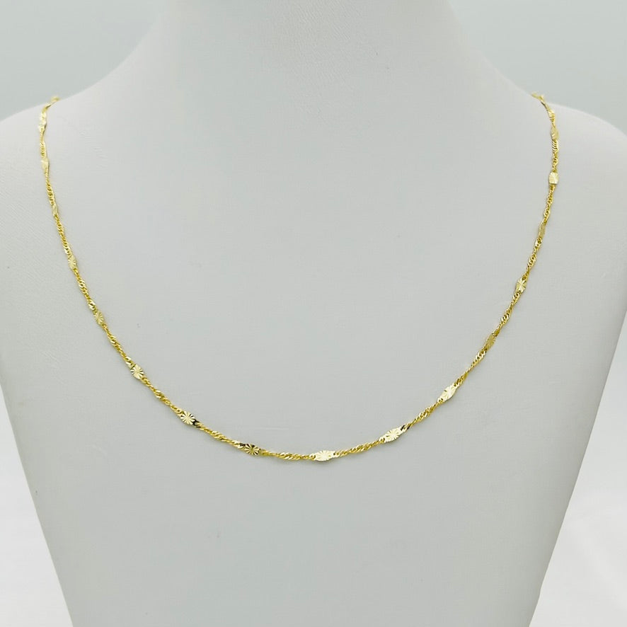 G282CH 14K Gold  Singapore Style Chain  1.4mm. X 24"
