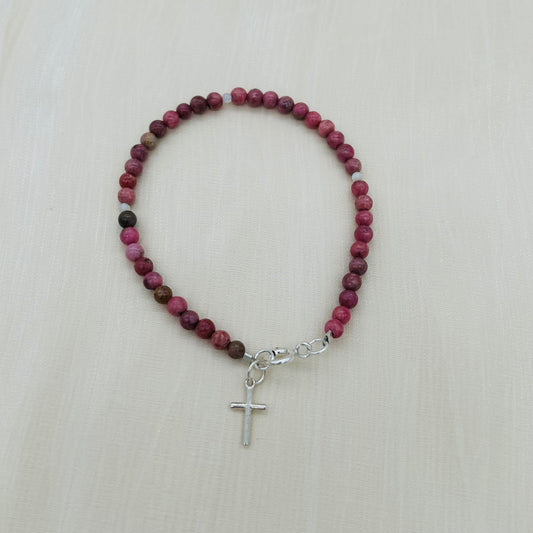 ST1948BL Rhodonite Bracelet 7.5"