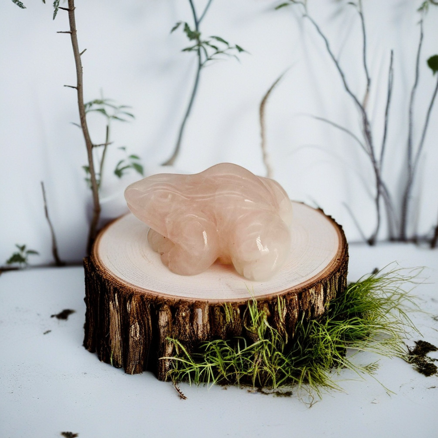 ST1787 Rose Quartz Frog 35mm. x 25mm.