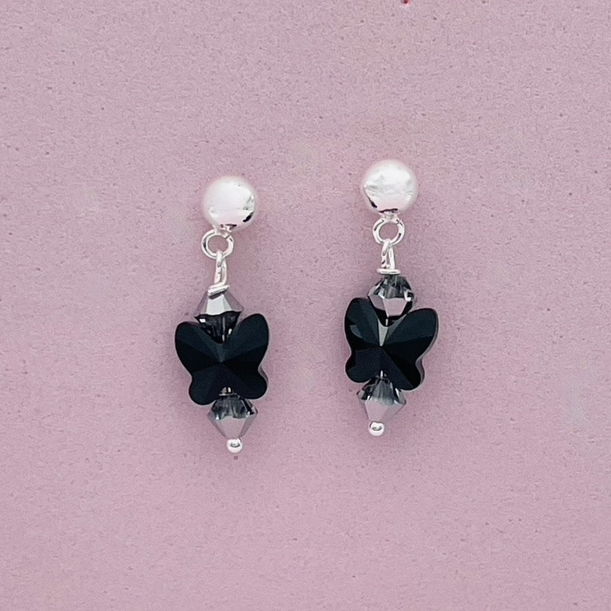 C1328SW Black Butterfly Earrings