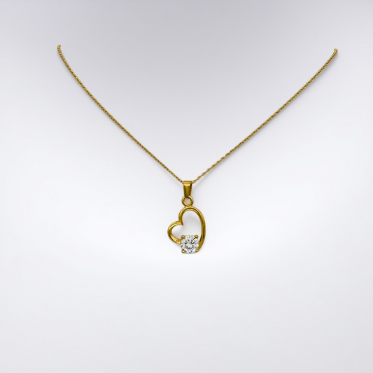 SS1533NL Gold Plated Heart Necklace 20"