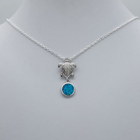 Z1550NL Blue Opal Turtle Necklace 18"