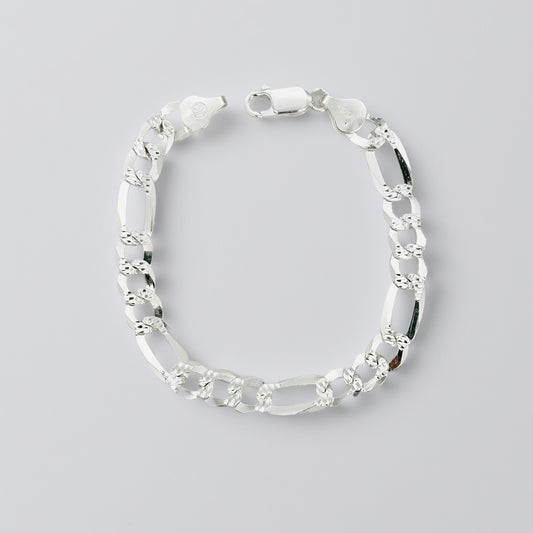 S1844 Super Flat Figaro Pave Bracelet 6.8mm. X 8"