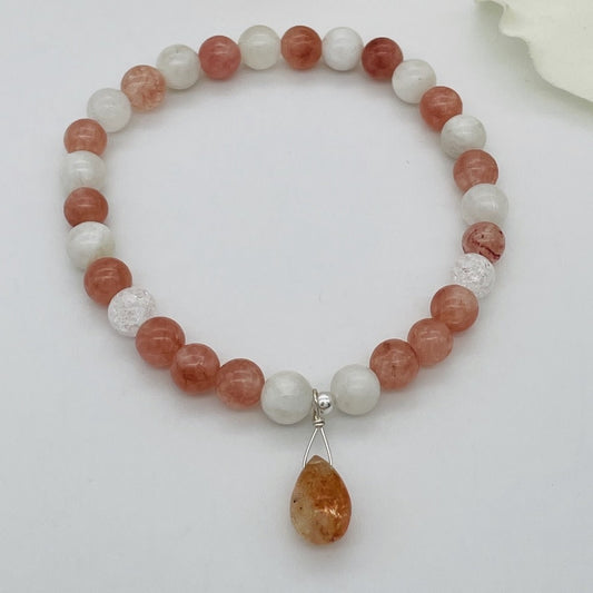 ST1425BL Sun and Moon Stone Bracelet 7"