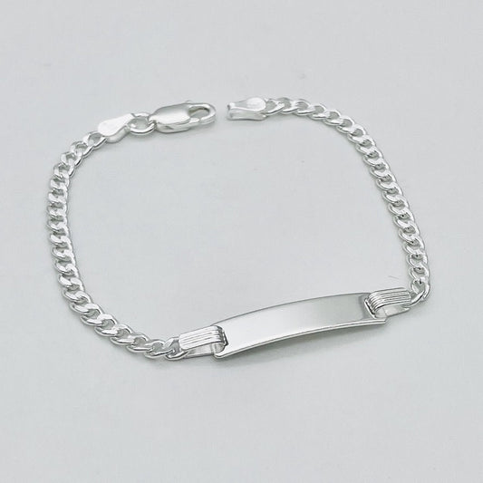 S1843BL Curb Link  ID Bracelet 3.7mm. X 7"