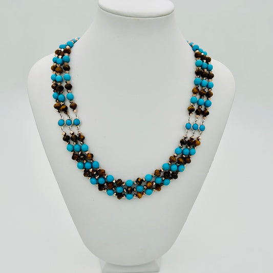 ST1969SW Magnesite And Tiger Eye Necklace 18"