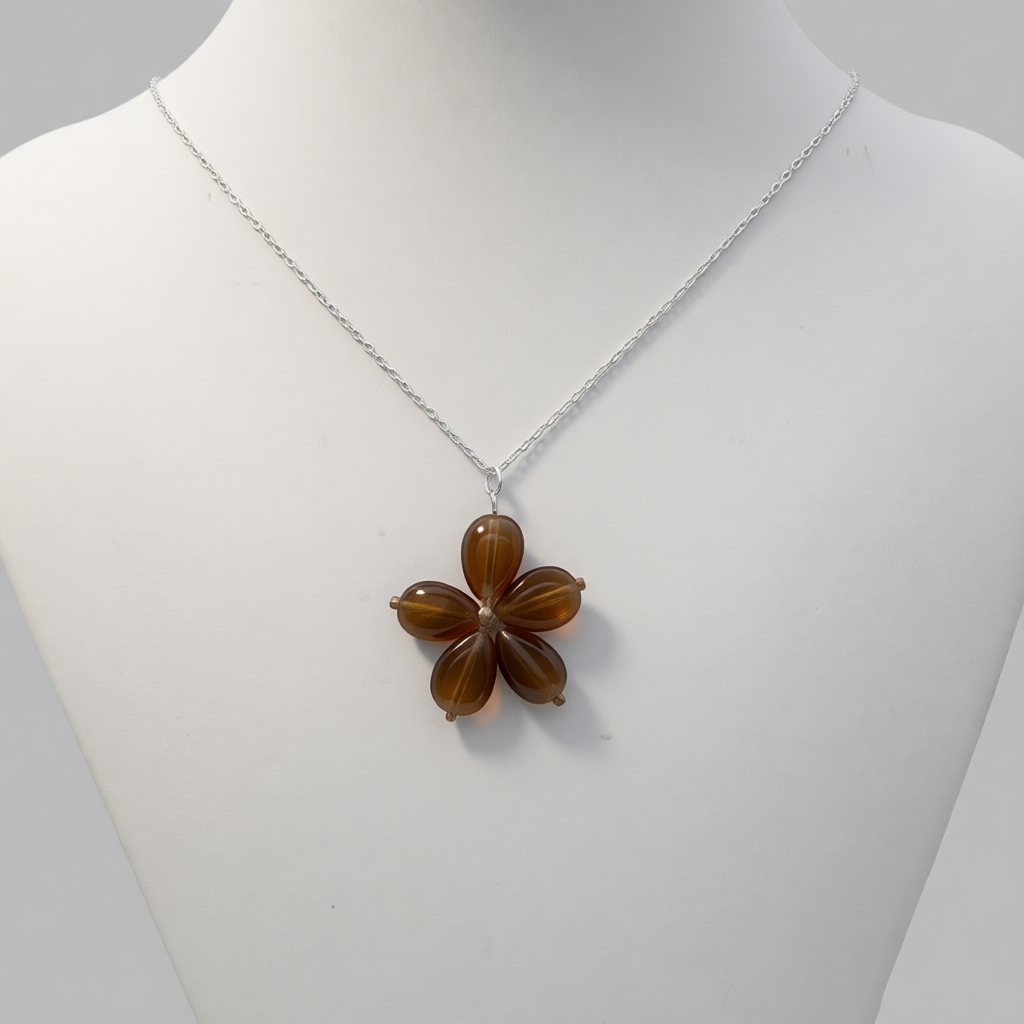 C1494 Brown Flower Necklace 18"