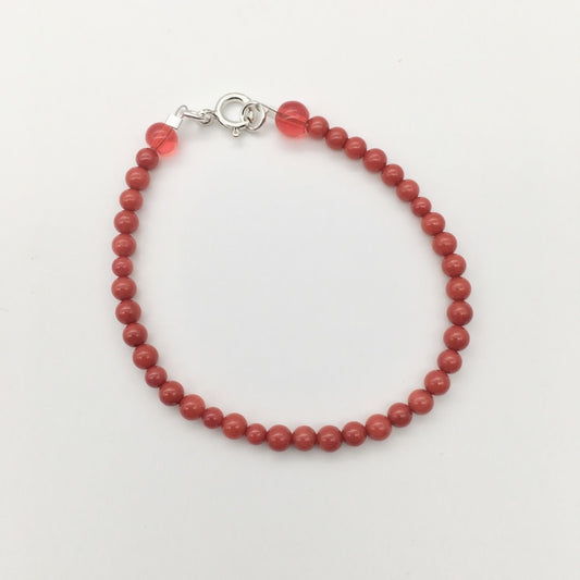 ST1445BL Red Dyed Bamboo Coral Bracelet 7"