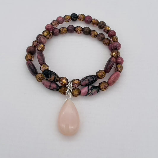 ST1772BL Rhodonite and Opal Bracelet 7"
