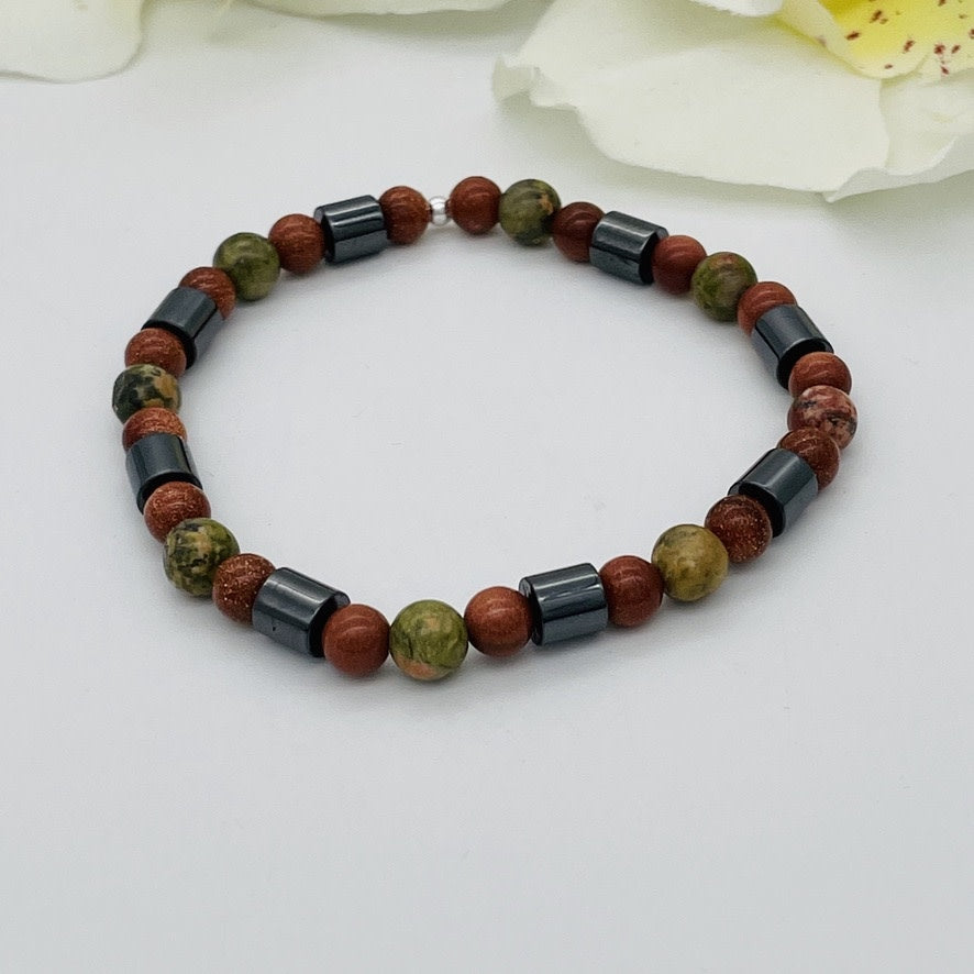 ST1340BL  Unakite Bracelet 7"