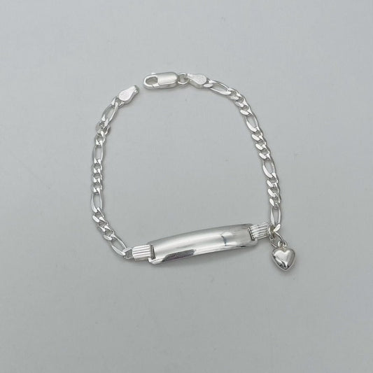 S1427BL ID Bracelet With Heart 4mm. X 7"