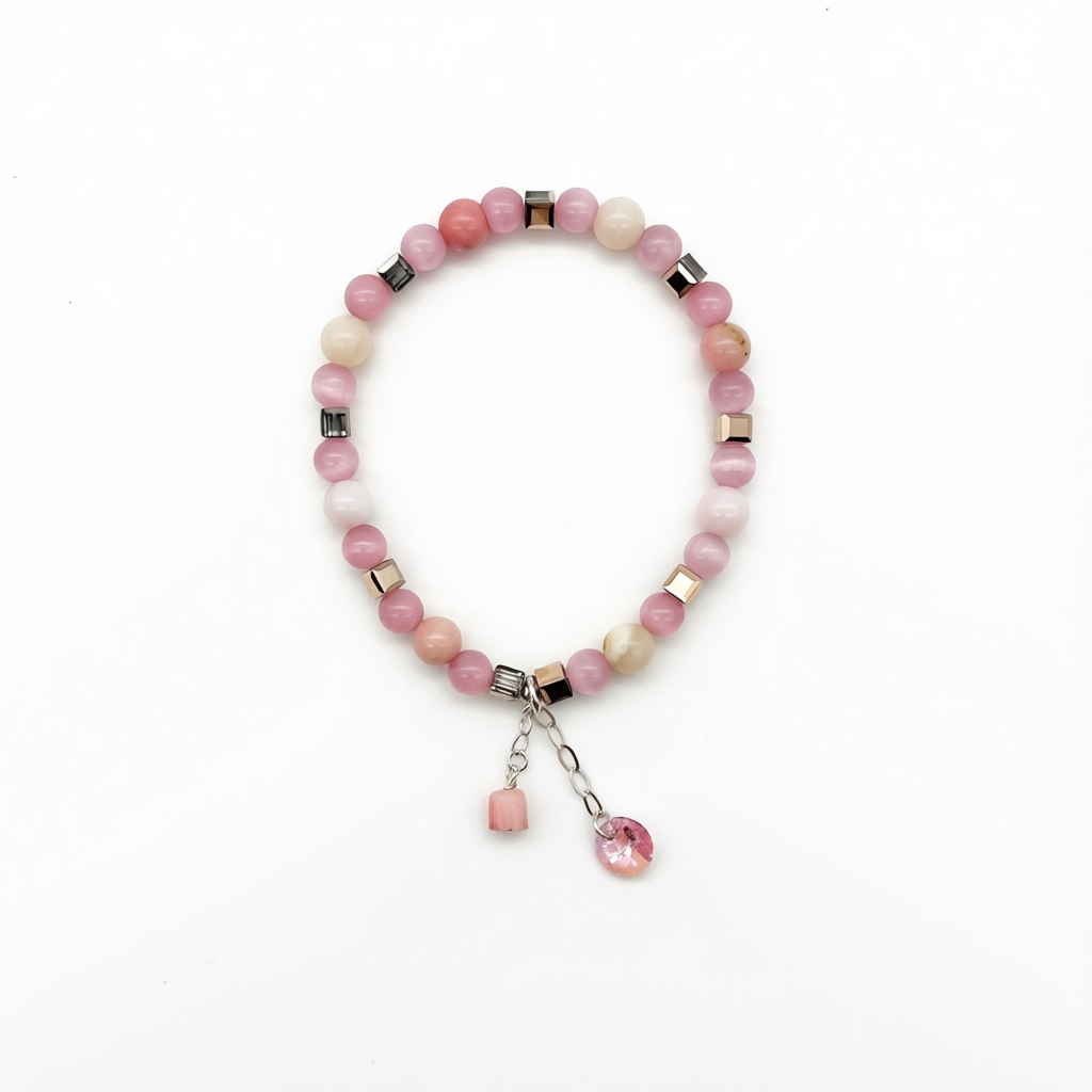 ST1999BL Pink Opal & Cat's Eye Bracelet 7.5"