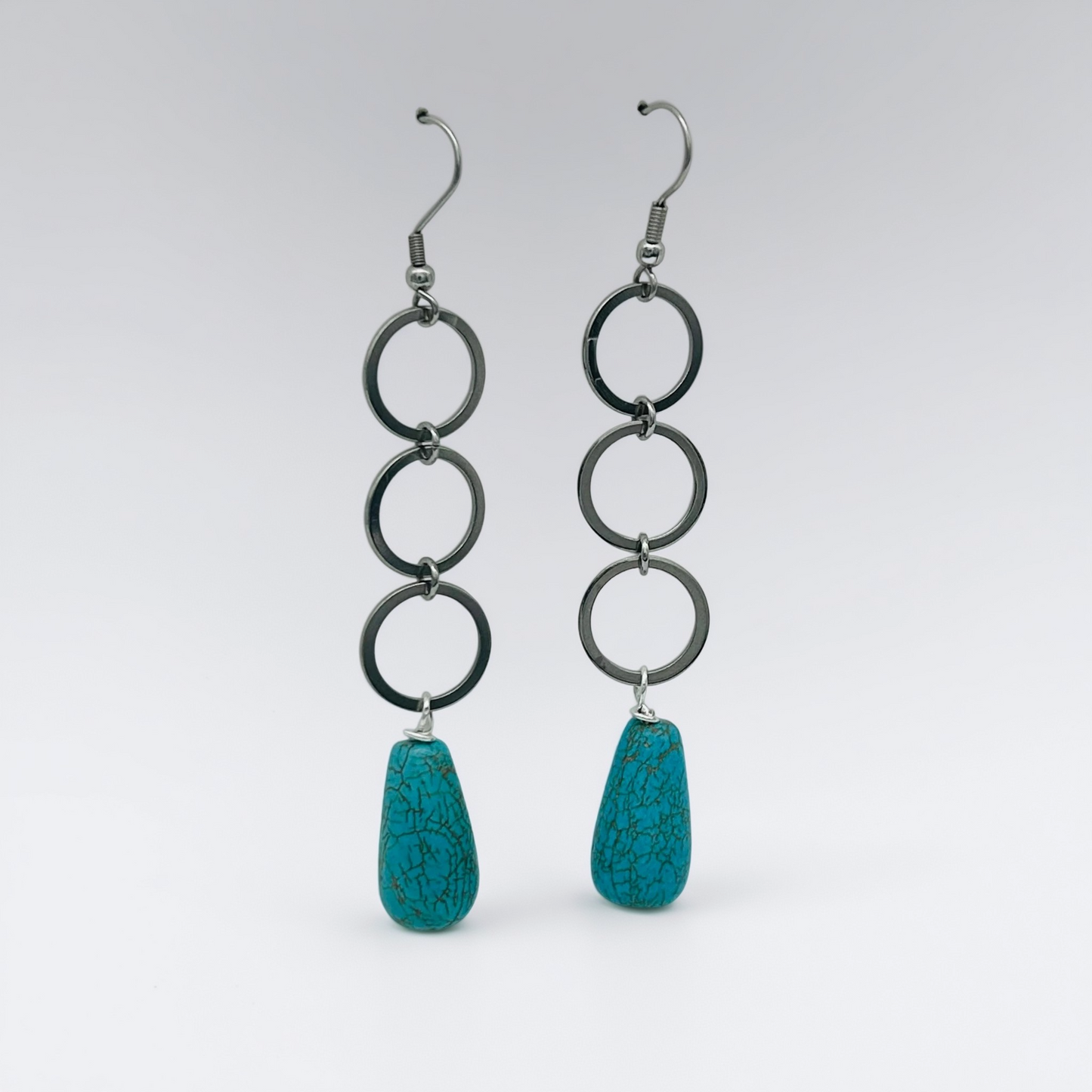 SS1491ER Magnesite Earrings 3" Long