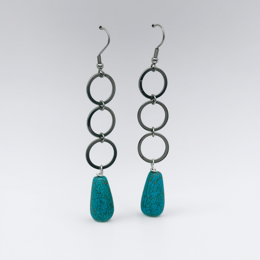 SS1491ER Magnesite Earrings 3" Long