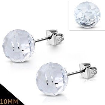SS966ER Clear Stud Earrings 10mm.