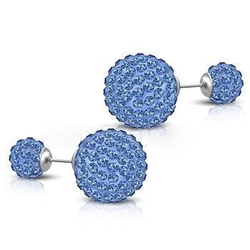 SS975 Blue Earrings 8mm. & 14mm.
