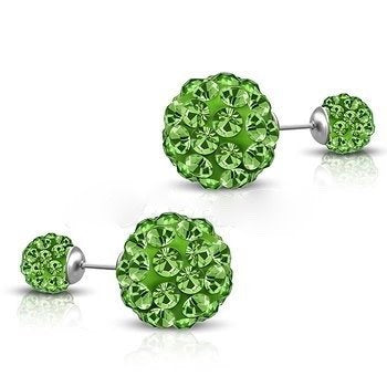 SS975 Green Earrings 8mm & 14mm.