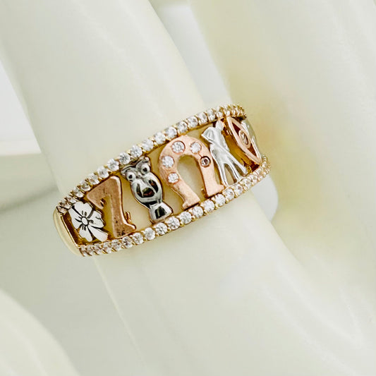 G388R 14K Gold Lucky Ring 8mm.