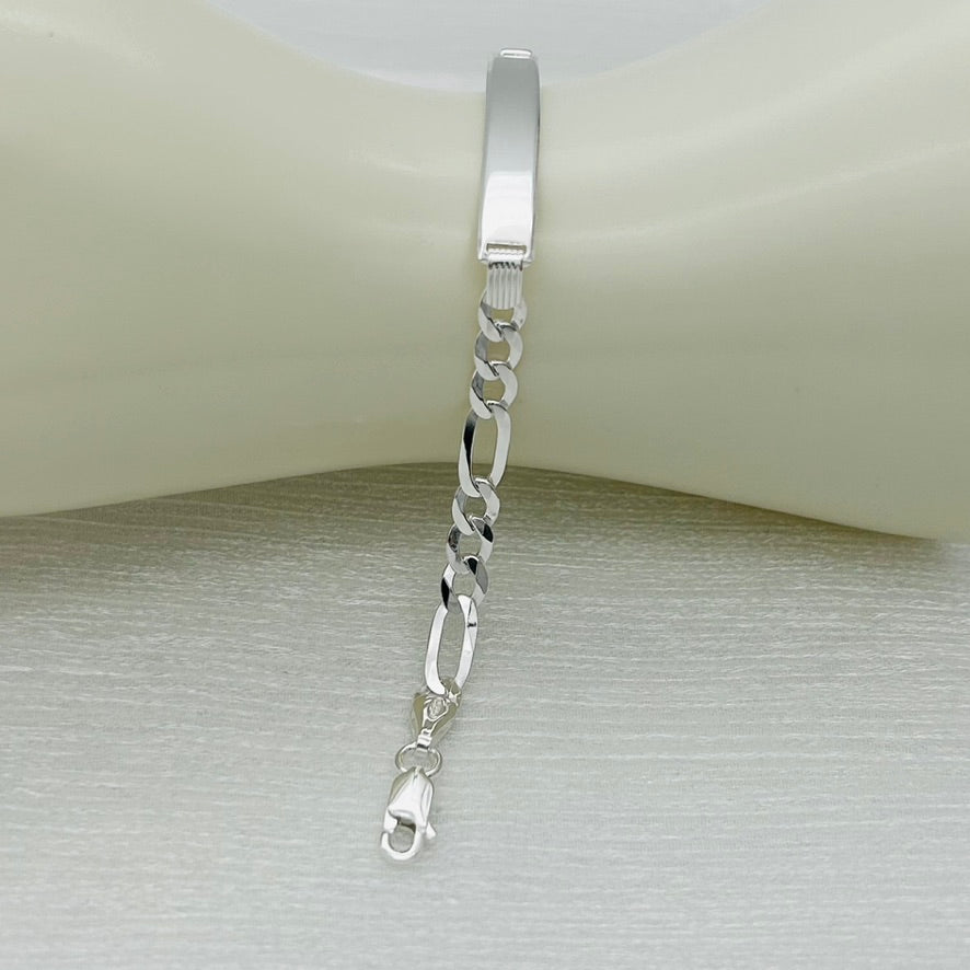 S848BL Flat  Figaro ID Bracelet 5.5mm. X 7"
