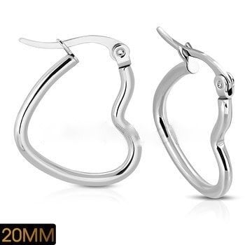 SS976 Heart Hoop Earrings 20mm.