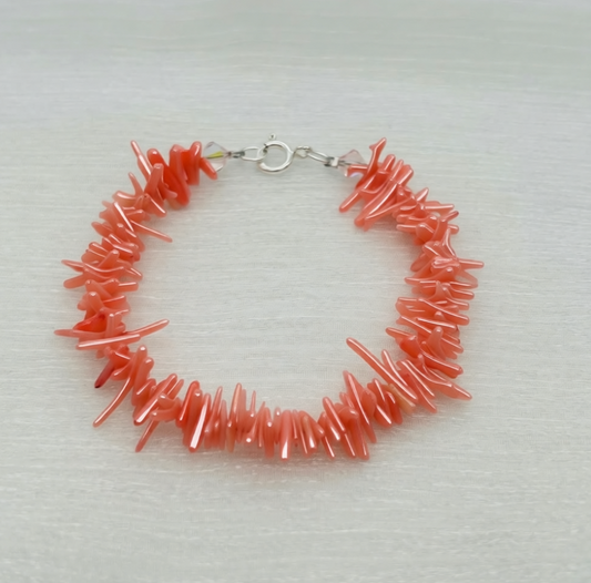 ST1992 Dyed Pink Coral Bracelet 7"