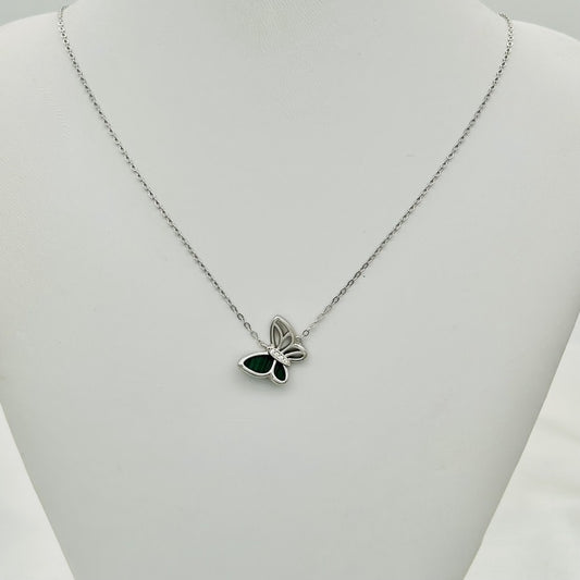 ST1849 Malachite Butterfly Necklace 18"