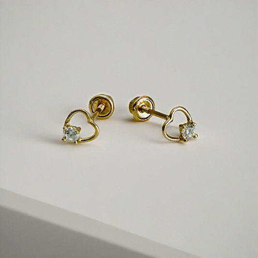 G415 14K Gold Heart Earrings 5mm.