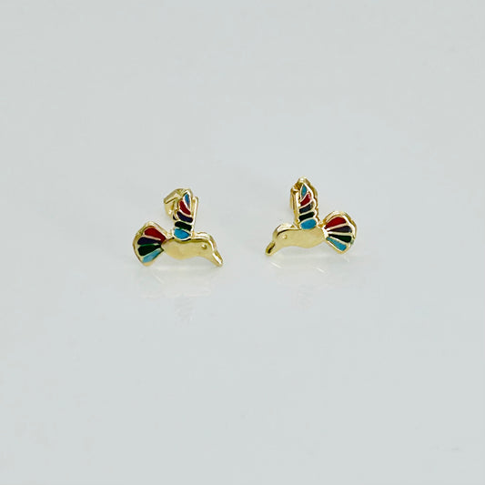 14KG141 Humming Bird Earrings