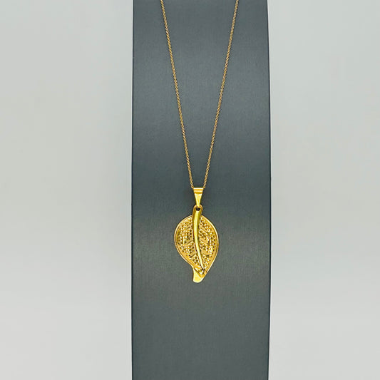 SS1528NL Gold Plated Leaf Necklace 20"