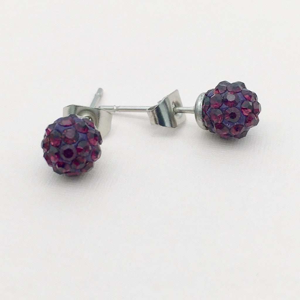 SS948 Purple Earrings 6mm.