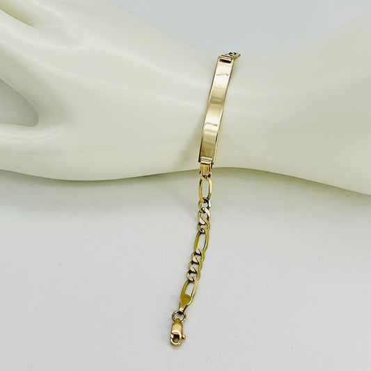 14KG469  Figaro ID Bracelet 3mm. X 6"