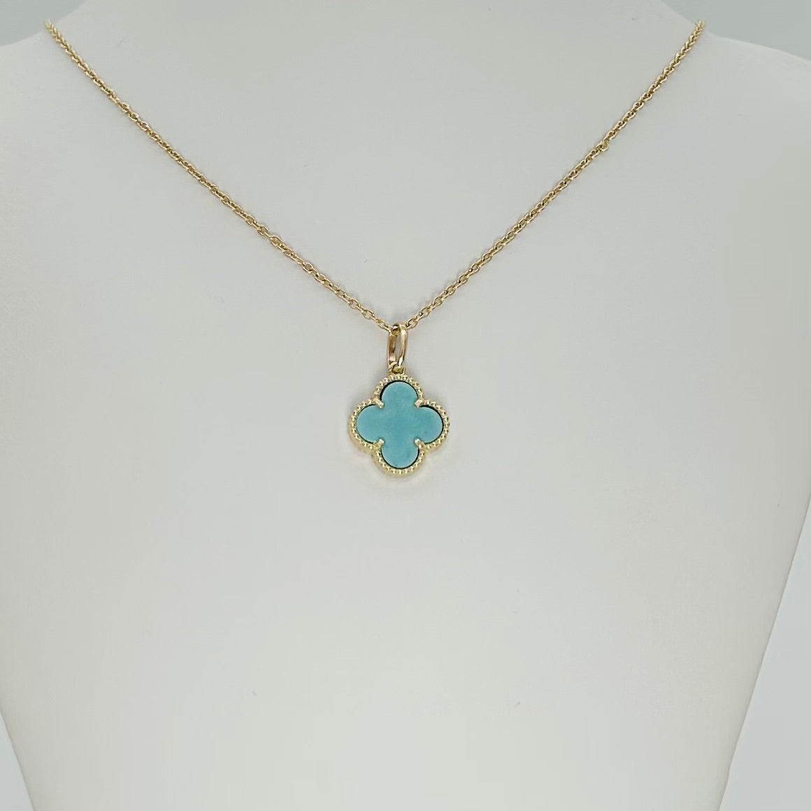 10KG04NL Blue Clover Necklace 18"