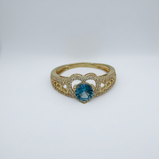 14KG478 Blue Hearts Ring #8