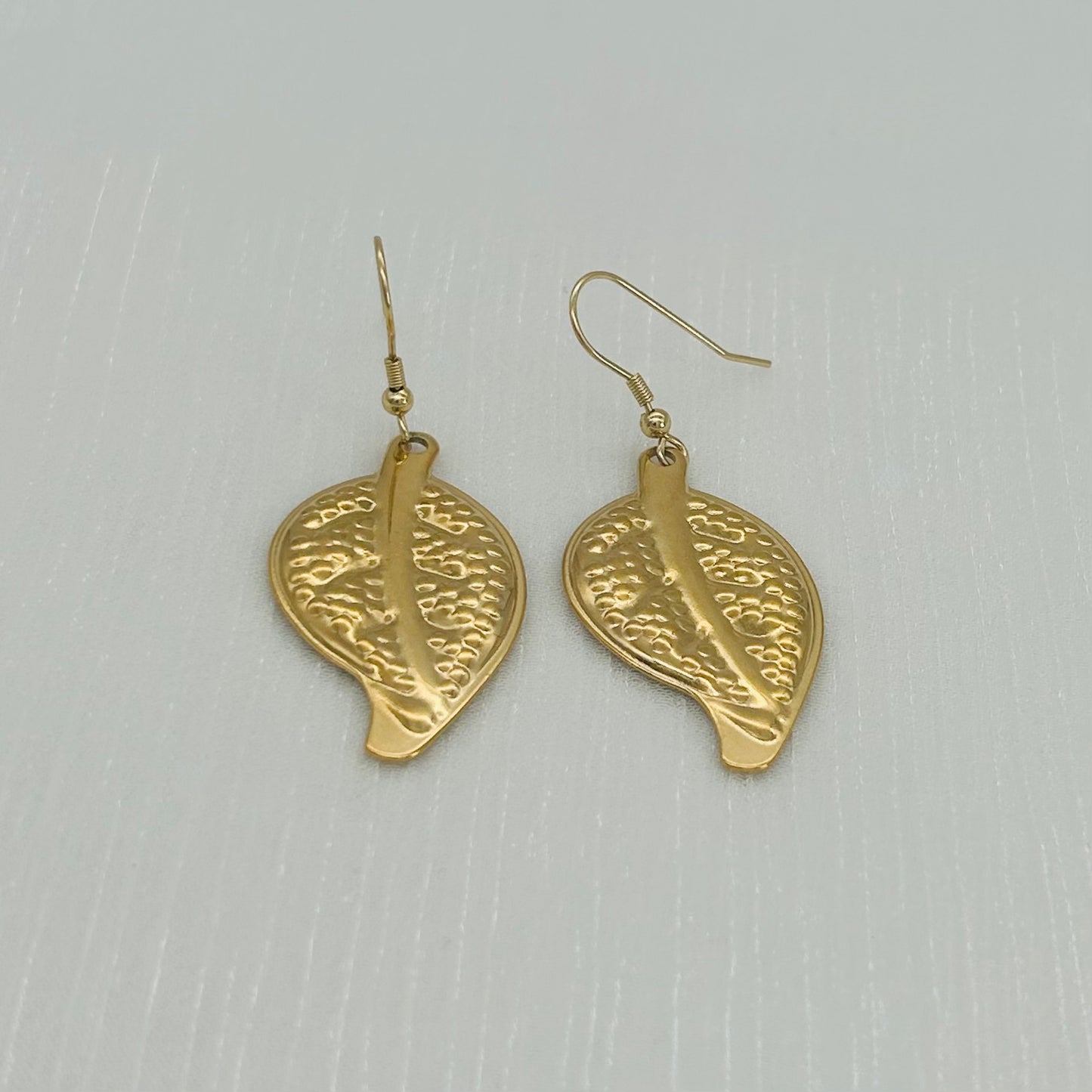 SS1528ER Gold Plated Leaf Earrings