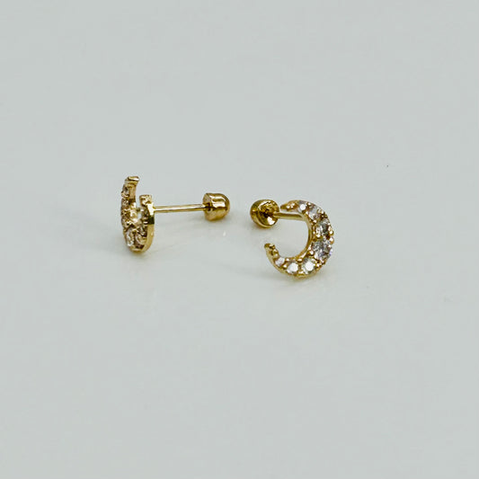 14KG457 Half Moon Earrings 7mm.