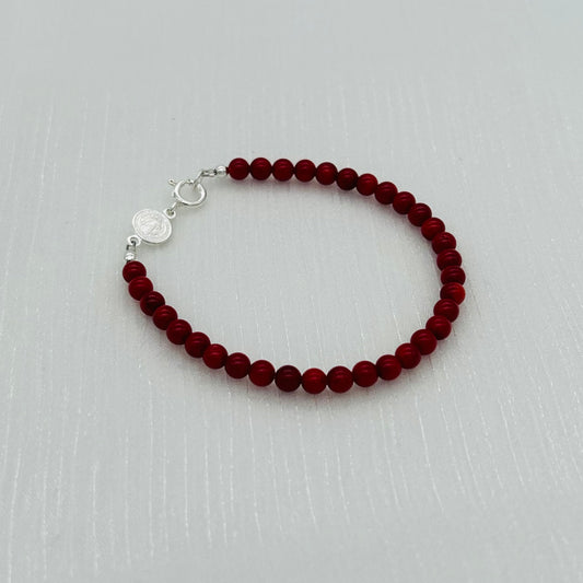 ST1971 Red Dyed Bamboo Coral Bracelet 7"