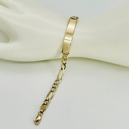 14KG465 Figaro ID Bracelet 8mm. X 8"