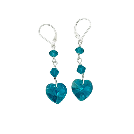 C1486ERSW Blue Zircon Heart Earrings