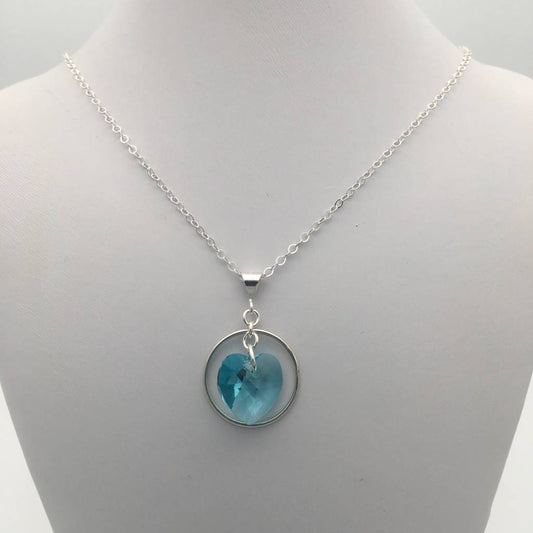 C1228NL Blue Heart Necklace 18"