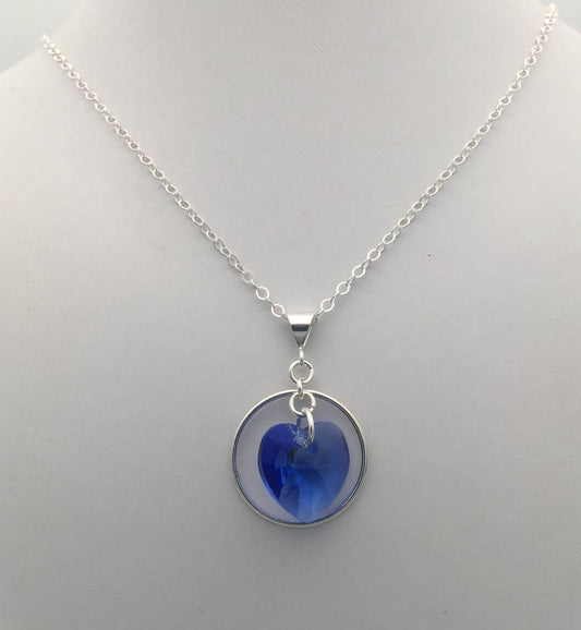 C1228NL Sapphire Heart Necklace 18"