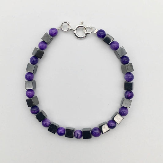 CH886BL Dyed Purple Mountain Jade Bracelet  6"
