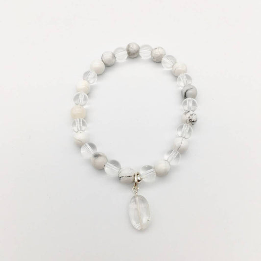 CH900 howlite and Rock Crystals Bracelet 6"