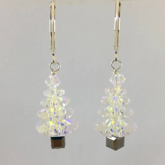 C1105SW Clear Christmas Tree Earrings